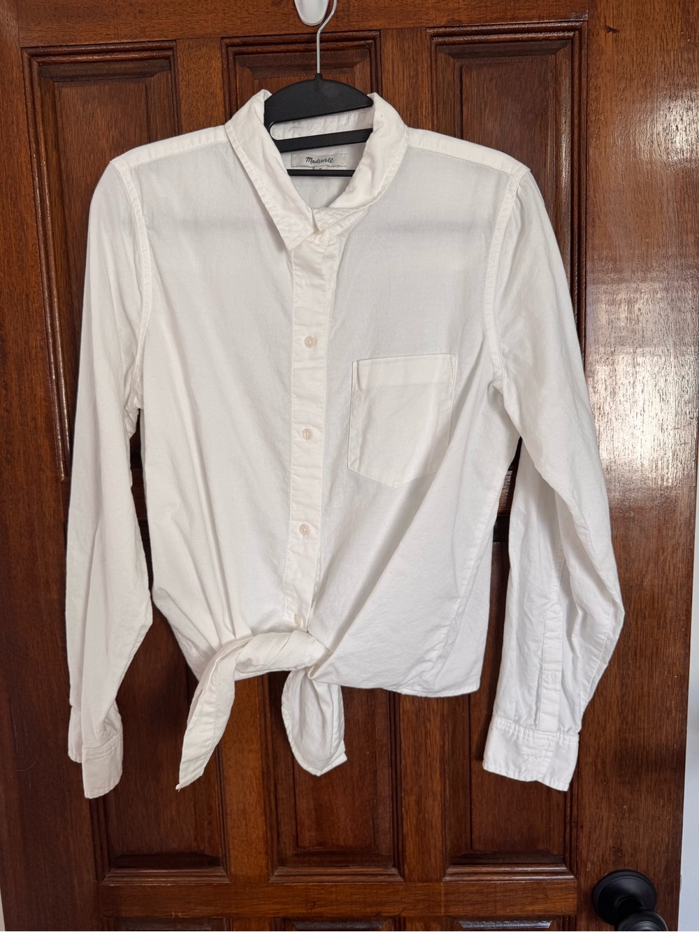 Madewell White Tie-Front Button-Down Shirt